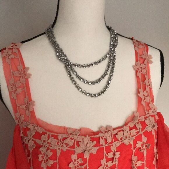Chico’s Silvertone Chain-Detail Multi Strand Necklace - Picture 10 of 12